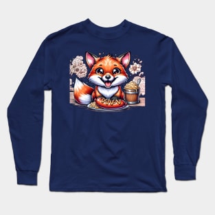 Cute Fox eating german food Long Sleeve T-Shirt